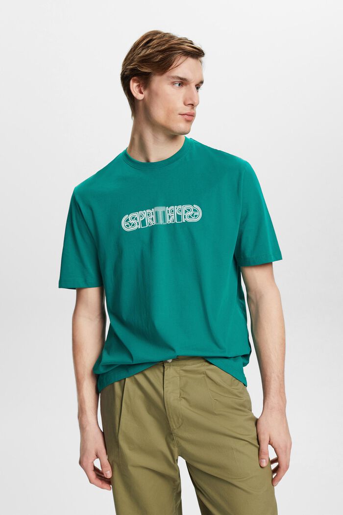 Relaxed fit t-shirt with logo print, EMERALD GREEN, detail image number 0
