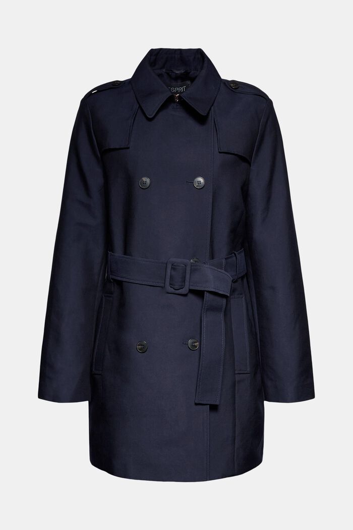 Trench coat in blended cotton, NAVY, detail image number 0