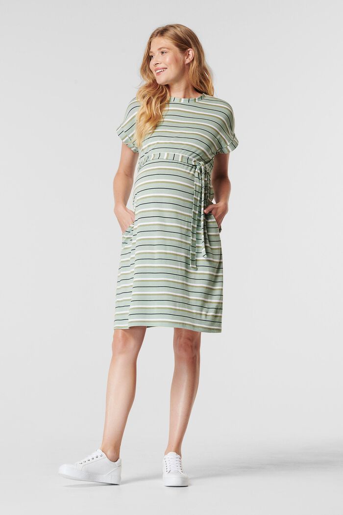 Striped jersey dress, made of organic cotton, FROSTY GREEN, detail image number 1
