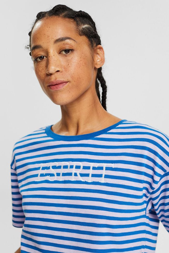 Striped T-shirt with logo embroidery, LILAC, detail image number 6