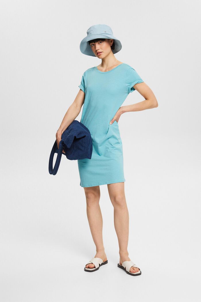 Jersey dress with a cut-out at the back, AQUA GREEN, detail image number 0