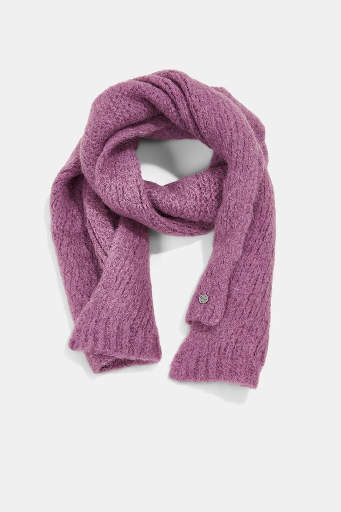 Alpaca/wool blend: fluffy scarf, DARK LAVENDER, detail image number 0