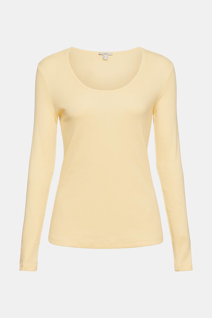 Ribbed long sleeve top in blended organic cotton, PASTEL YELLOW, detail image number 6