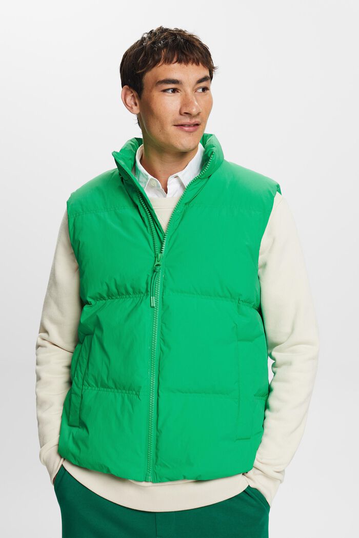 Quilted Puffer Vest, GREEN, detail image number 2