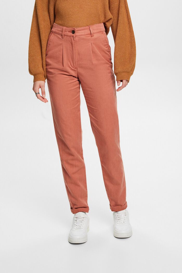 Mid-Rise Cotton-Blend Chinos, TERRACOTTA, detail image number 0