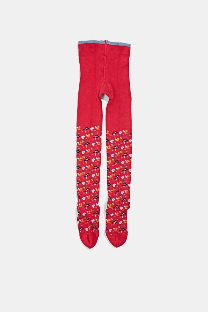 Knitted tights made of an organic cotton blend, RED, detail image number 0