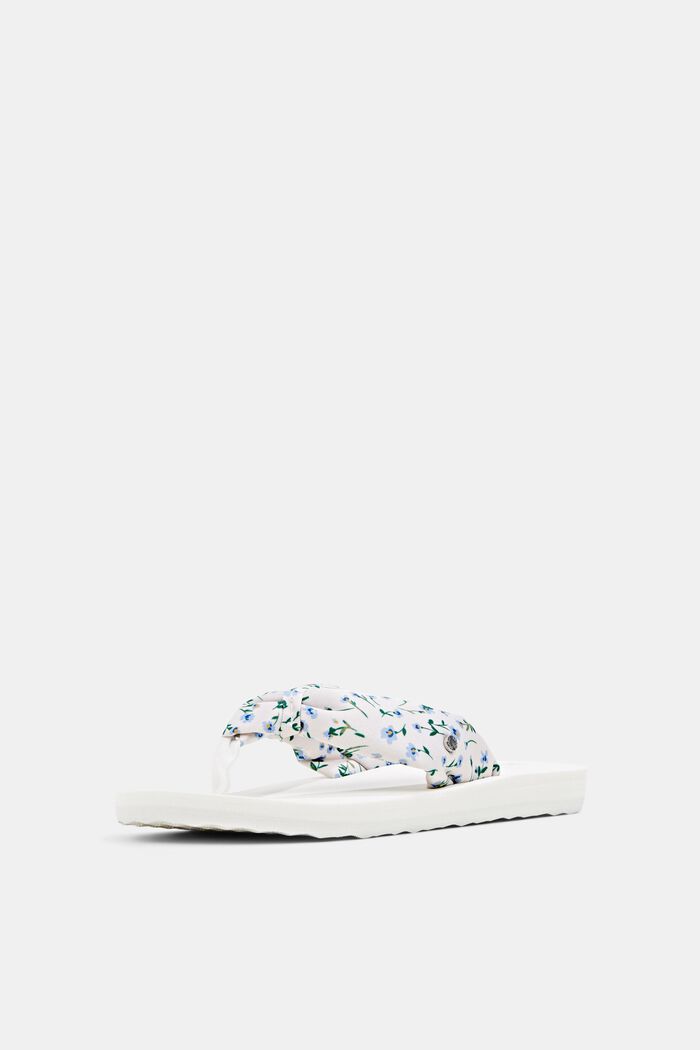 Thong sandals with a floral pattern, OFF WHITE, detail image number 2
