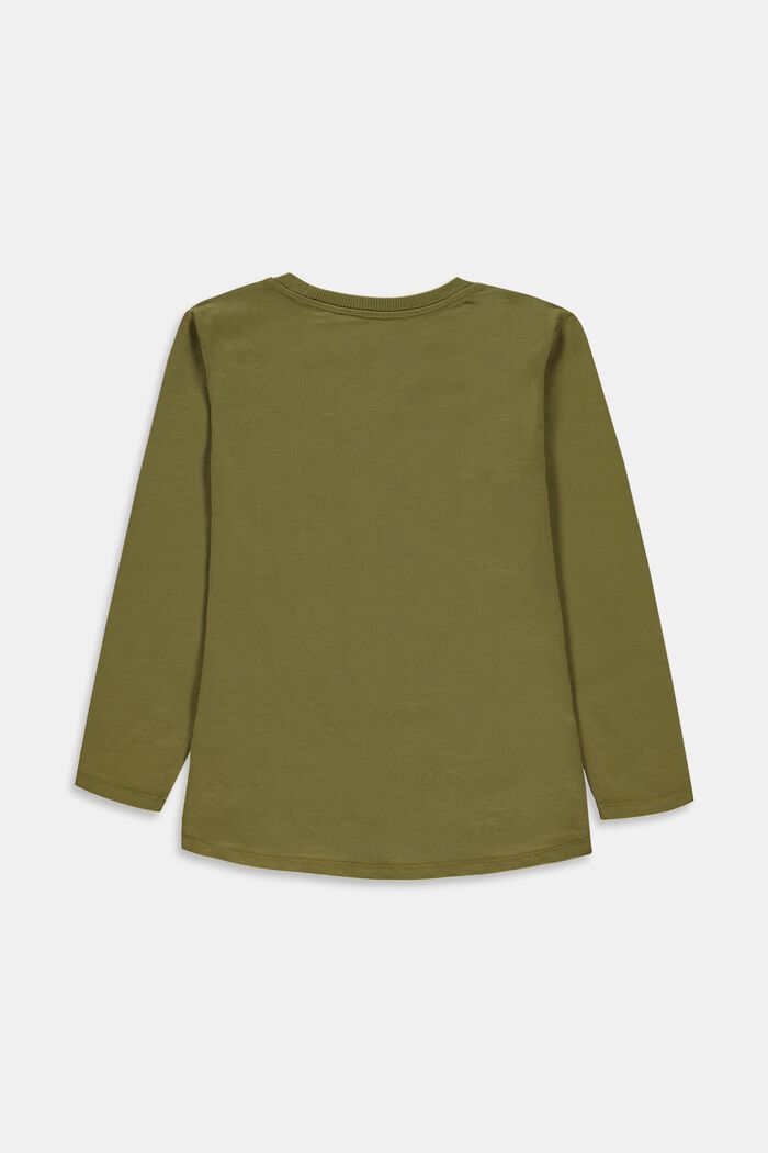 Long sleeve top with a breast pocket, 100% cotton, LEAF GREEN, detail image number 2