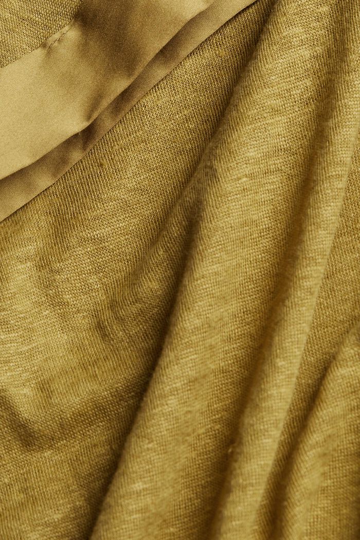 Linen: T-shirt with contrasting trims, OLIVE, detail image number 4