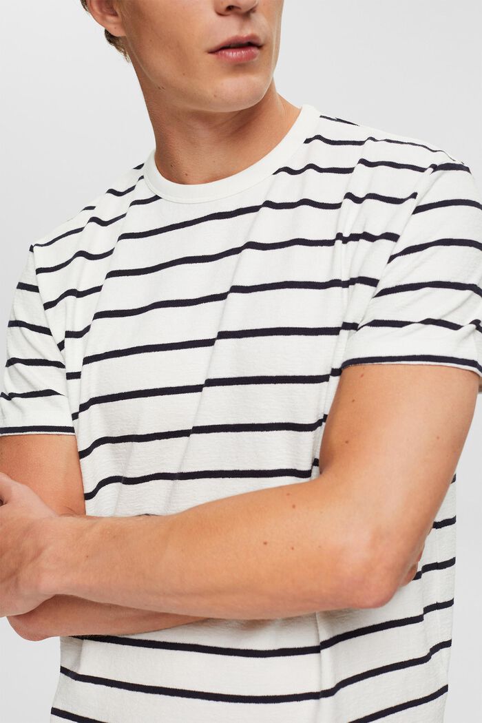 Striped textured jersey T-shirt, OFF WHITE, detail image number 1