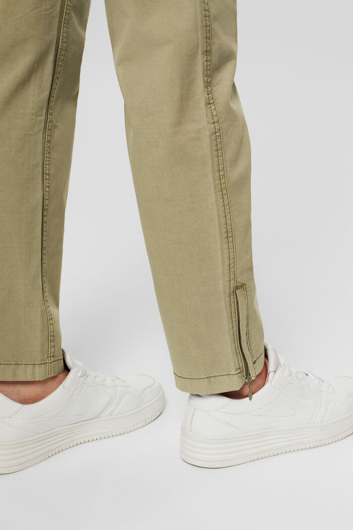 Stretch trousers with an elasticated waistband, organic cotton, LIGHT KHAKI, detail image number 5