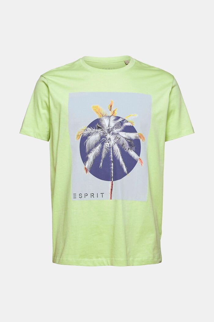 Jersey T-shirt with a print, 100% cotton, LIGHT GREEN, overview