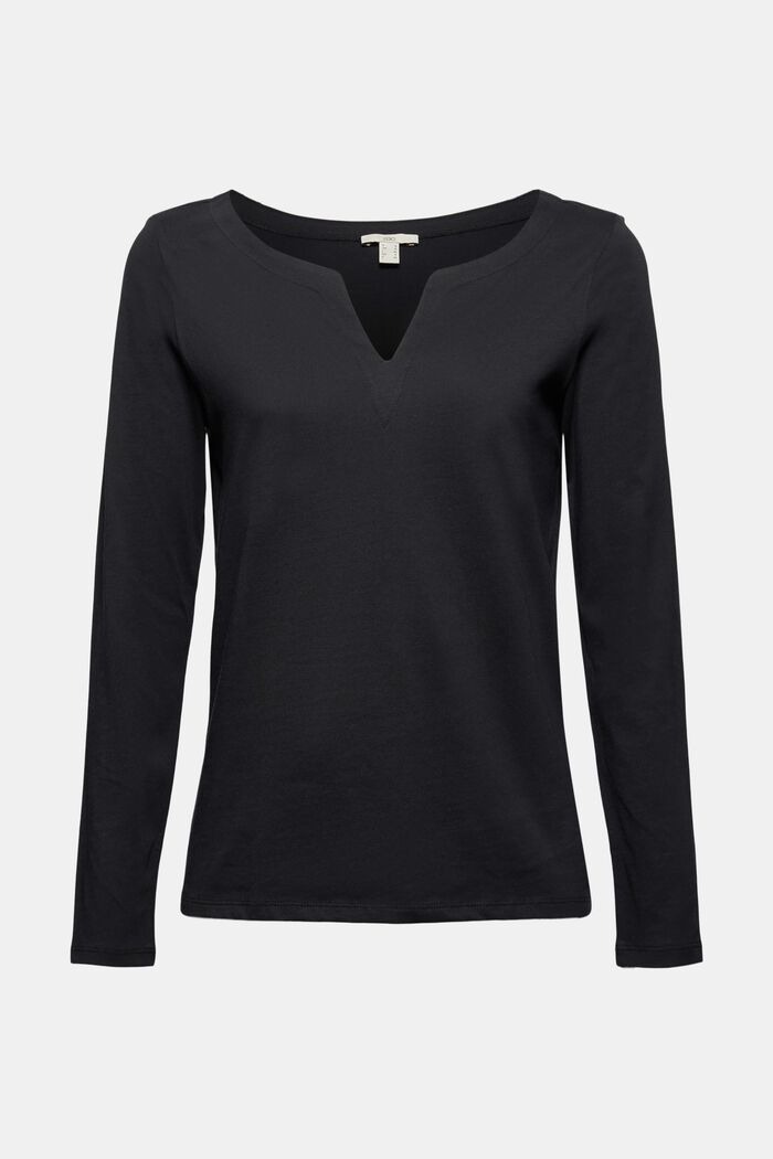 Long sleeve top made of 100% organic cotton, BLACK, overview