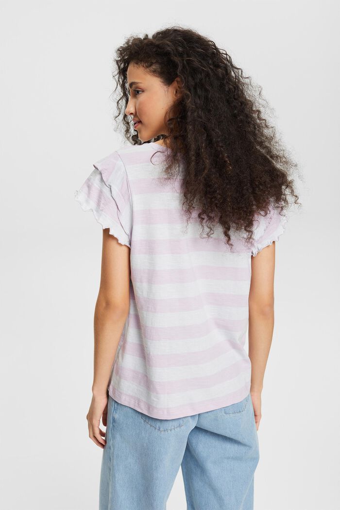 Striped T-shirt with flounce sleeves, LILAC, detail image number 3