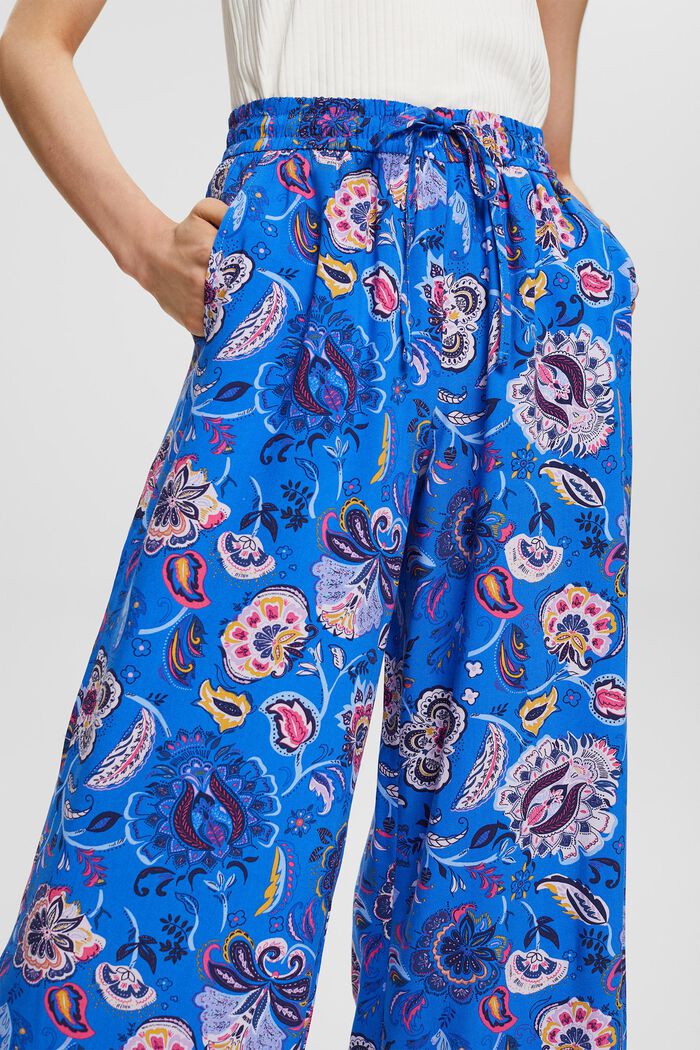 Lightweight patterned wide-leg trousers, BLUE, detail image number 2
