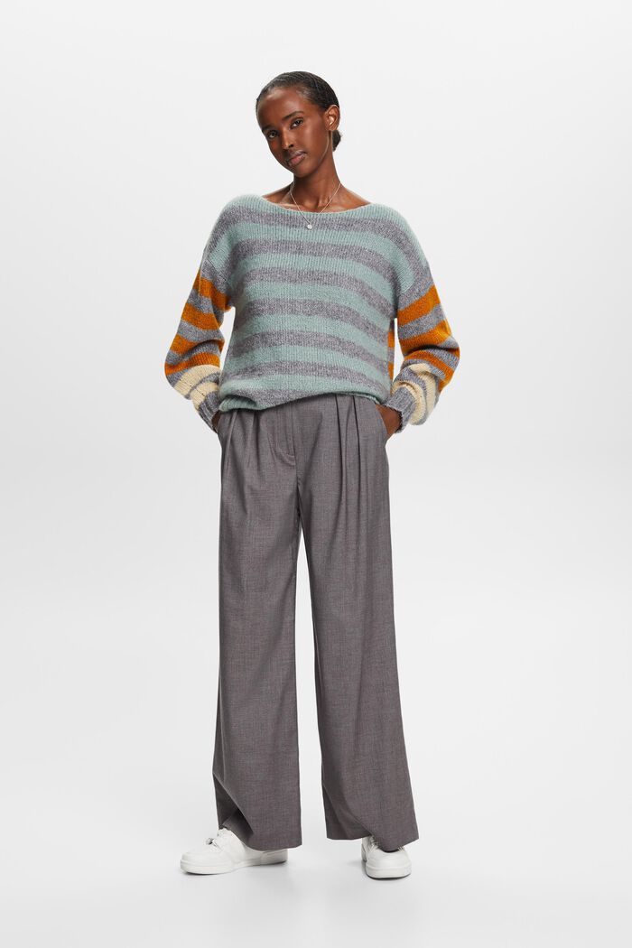 Wool-Mohair Blend Striped Sweater, MEDIUM GREY, detail image number 4