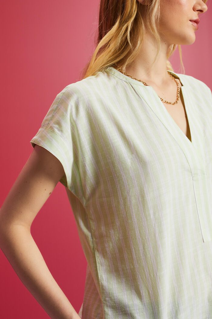 Striped cotton blouse, CITRUS GREEN, detail image number 2