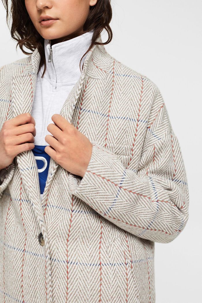 Patterned wool blend coat, LIGHT GREY, detail image number 2