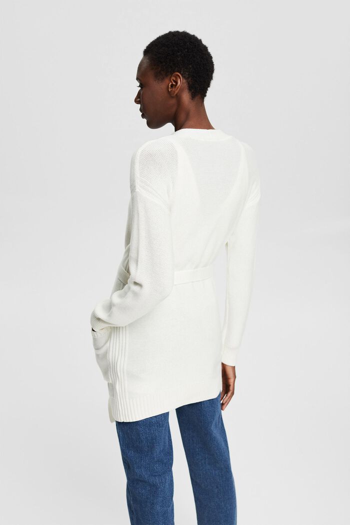 Containing TENCEL™: cardigan with a tie-around belt, OFF WHITE, detail image number 3