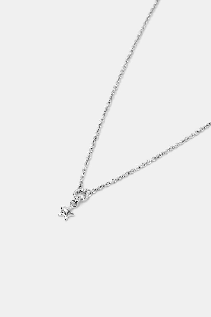 Dainty Sterling Silver Diamond Necklace, SILVER, detail image number 1