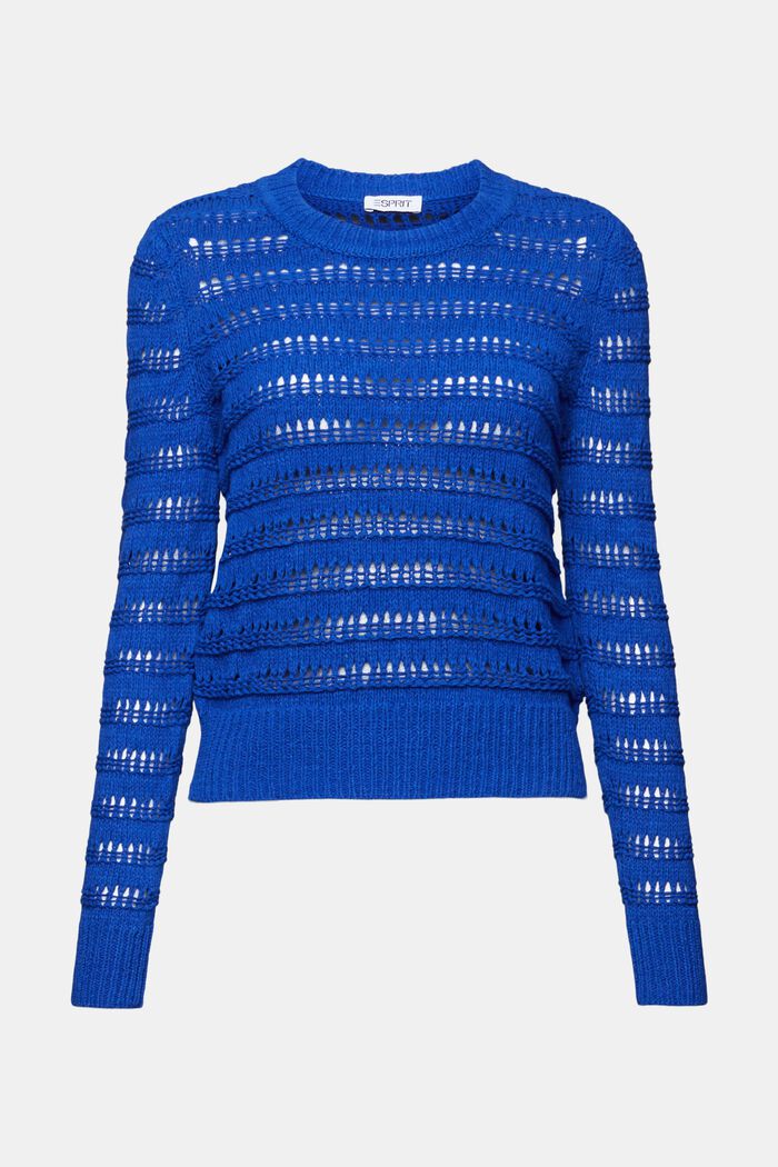Open-Knit Sweater, BRIGHT BLUE, detail image number 5