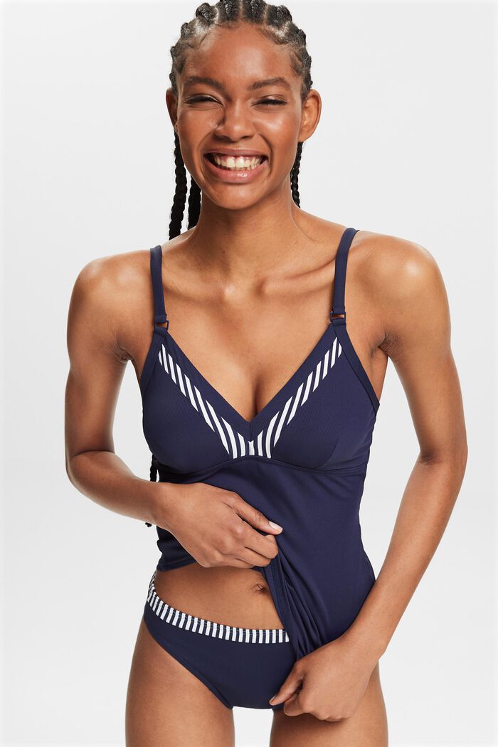 Striped Tankini Top, NAVY, detail image number 4