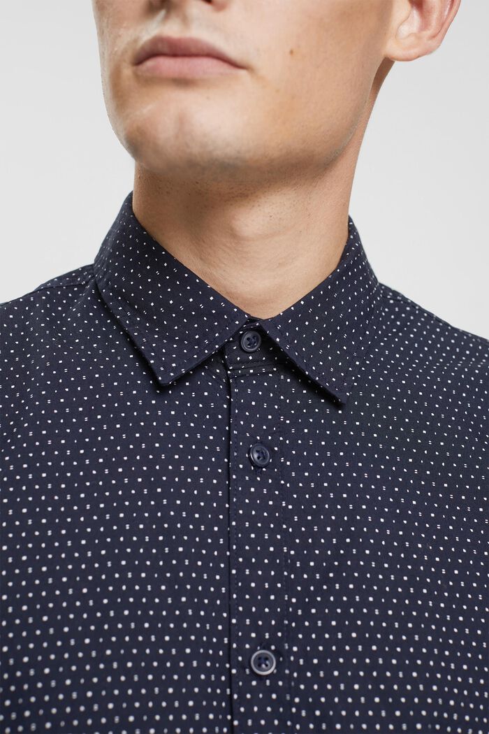 Sustainable cotton patterned shirt, NAVY, detail image number 0