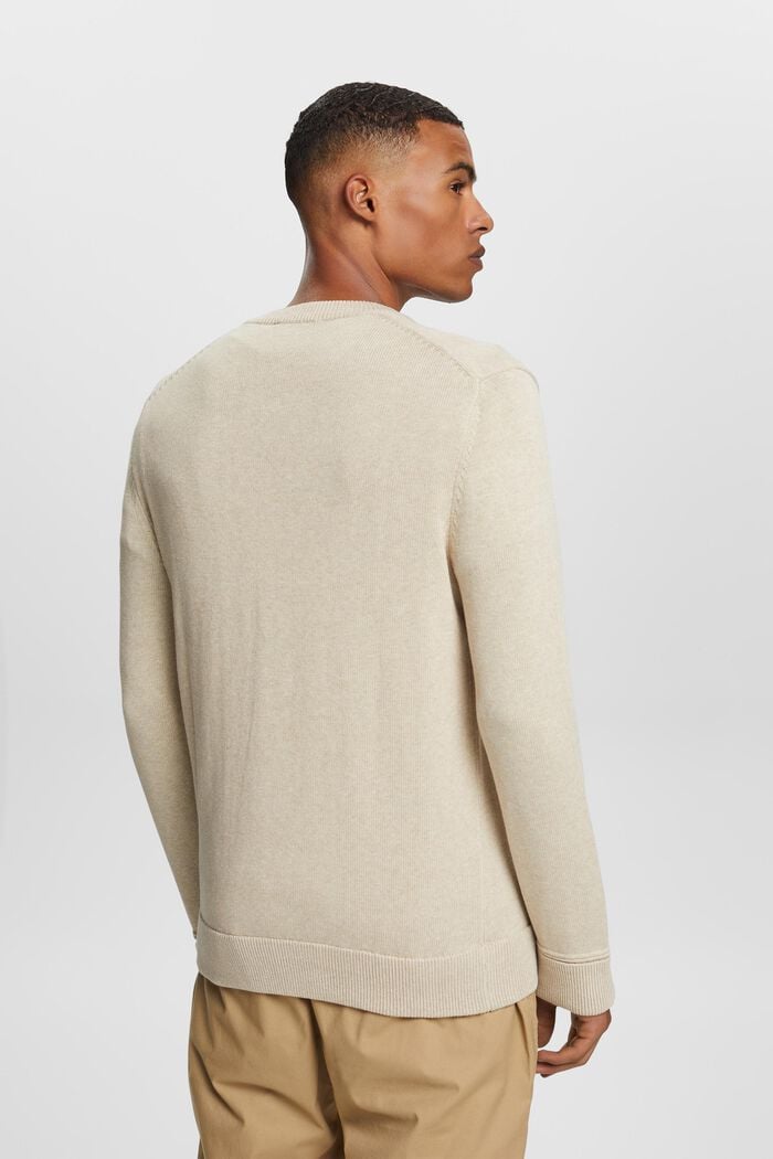 Cotton V-Neck Sweater, SAND, detail image number 3