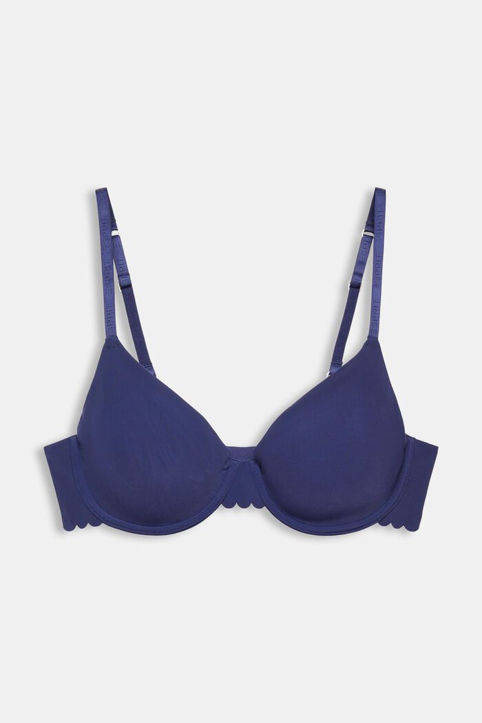 Wired microfibre bra with scalloped edges, DARK BLUE, detail image number 4