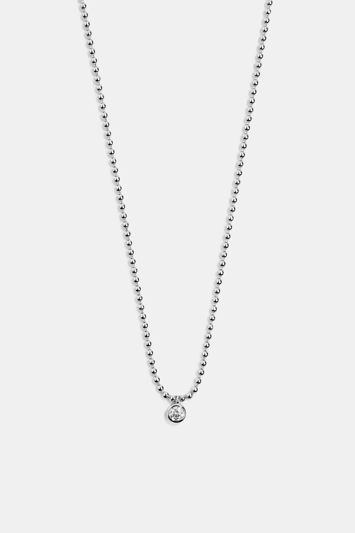 Bead chain with zirconia, sterling silver, SILVER, detail image number 1