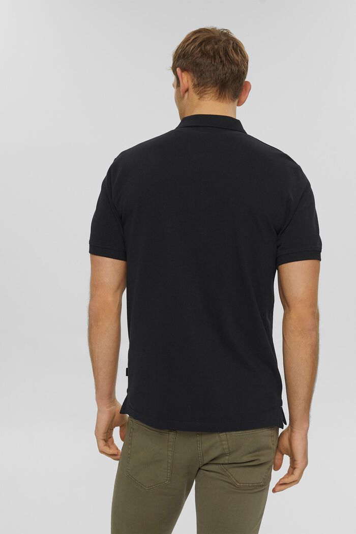 Pima cotton piqué polo shirt, BLACK, detail image number 3