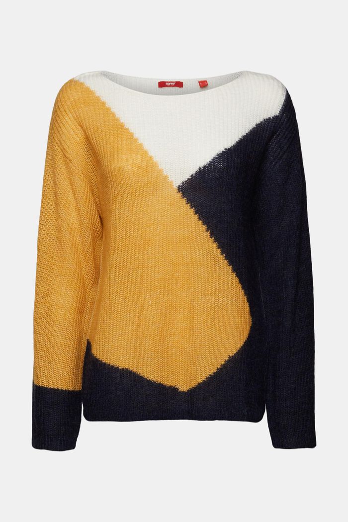 Colourblock jumper, wool blend, BRASS YELLOW, detail image number 6