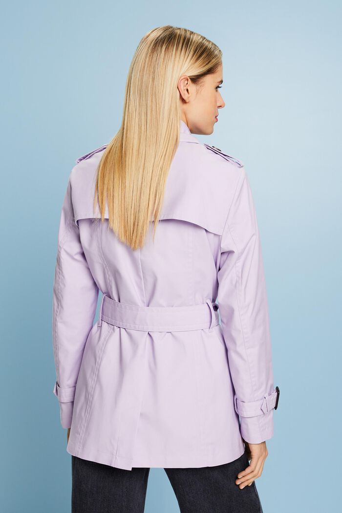 Short Double-Breasted Trench Coat, LAVENDER, detail image number 3