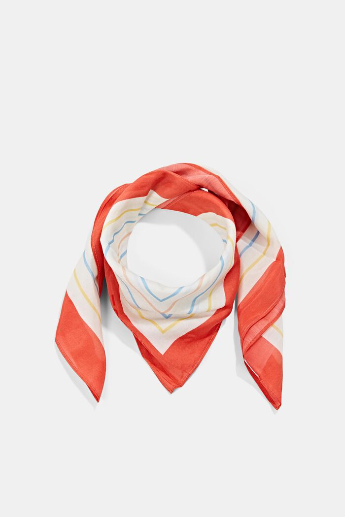 With silk: scarf with geometric pattern, CORAL, detail image number 0
