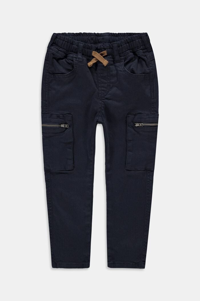 Cargo trousers with a drawstring waist, organic cotton, NAVY, detail image number 0