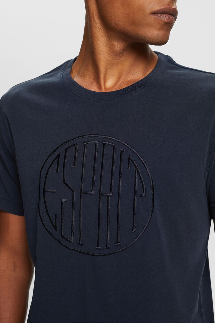 T-shirt with a stitched logo, 100% cotton, NAVY, detail image number 2