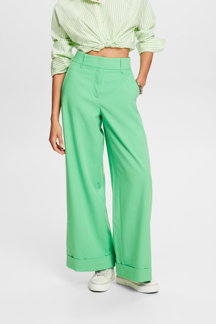 Twill Wide Leg Pants, CITRUS GREEN, detail image number 0