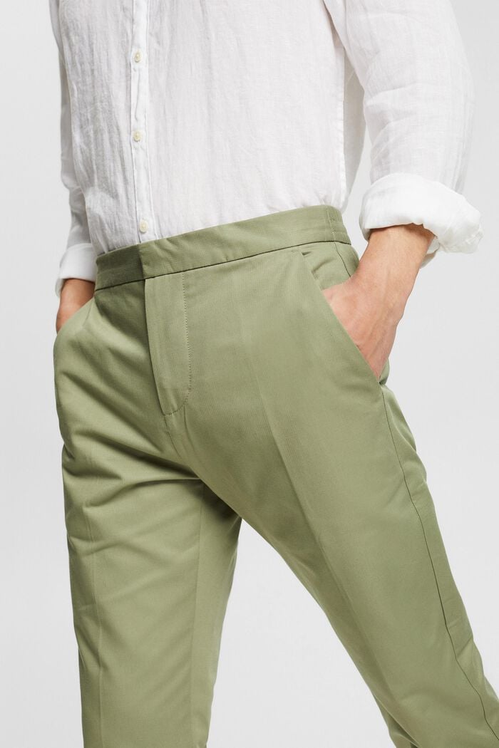 Cropped trousers made of blended organic cotton, LIGHT KHAKI, detail image number 2