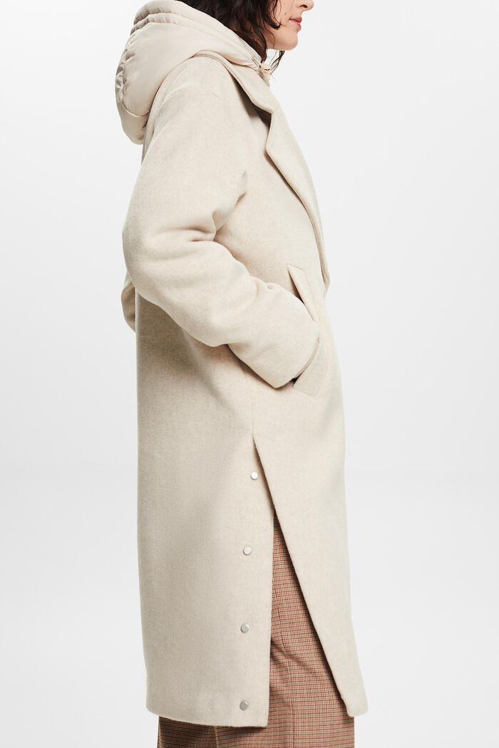 Padded Wool-Blend Coat With Detachable Hood, ICE, detail image number 4