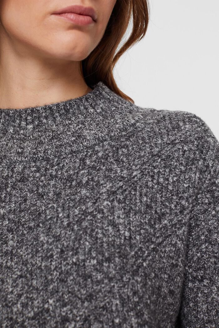 Textured knit dress with wool, GUNMETAL, detail image number 2