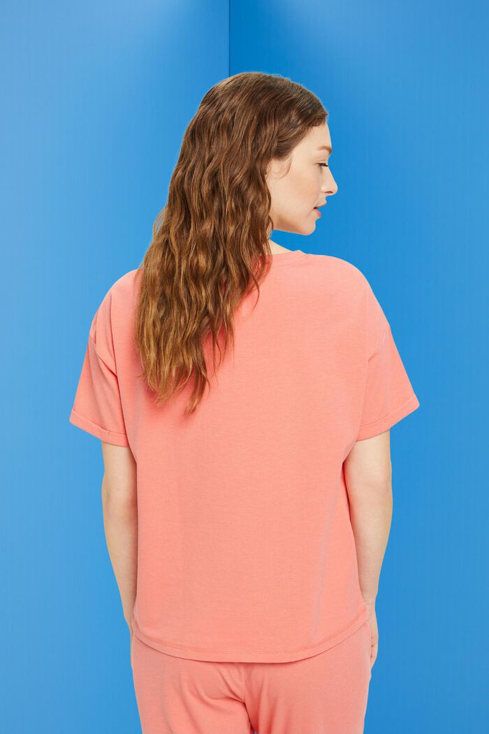 T-shirt with a breast pocket in blended cotton, CORAL, detail image number 3