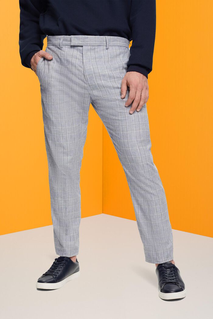 Slim fit chequered suit trousers, LIGHT BLUE, detail image number 0
