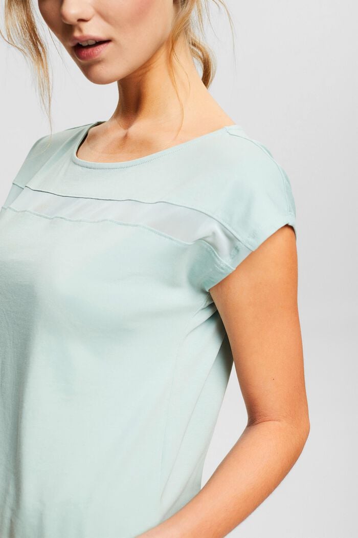 Active organic cotton top with mesh inserts, PASTEL GREEN, detail image number 2