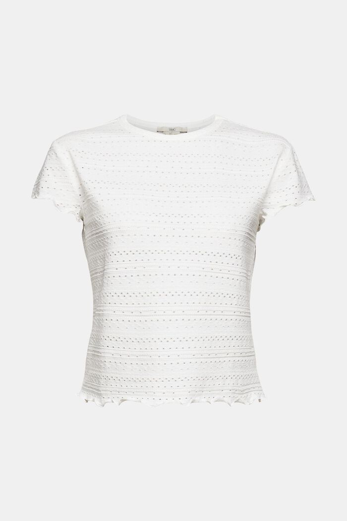 T-shirt with openwork pattern, OFF WHITE, detail image number 6
