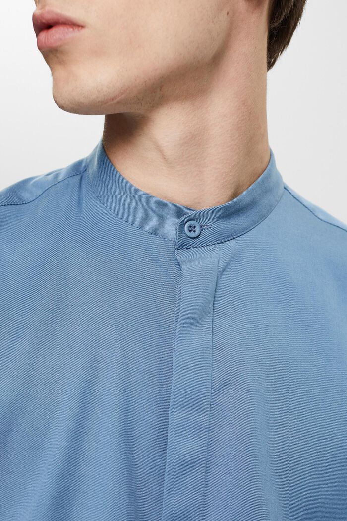 Shirt with a band collar in a TENCEL™ blend, GREY BLUE, detail image number 2