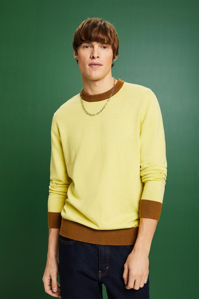 Crewneck Knit Sweater, BRIGHT YELLOW, detail image number 0