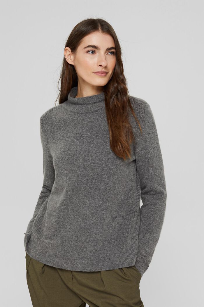 Wool blend: jumper with a band collar