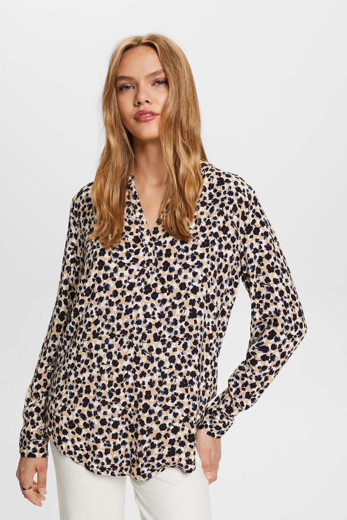 Patterned blouse, LENZING™ ECOVERO™, SAND, detail image number 0