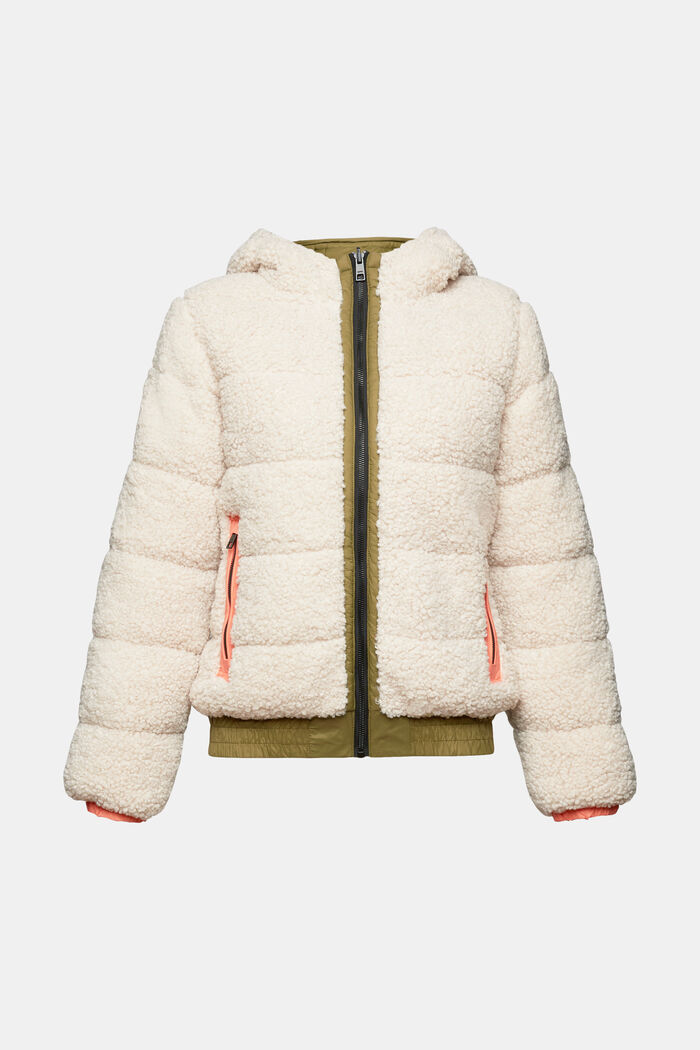Recycled: reversible jacket with teddy fur, CREAM BEIGE, detail image number 5