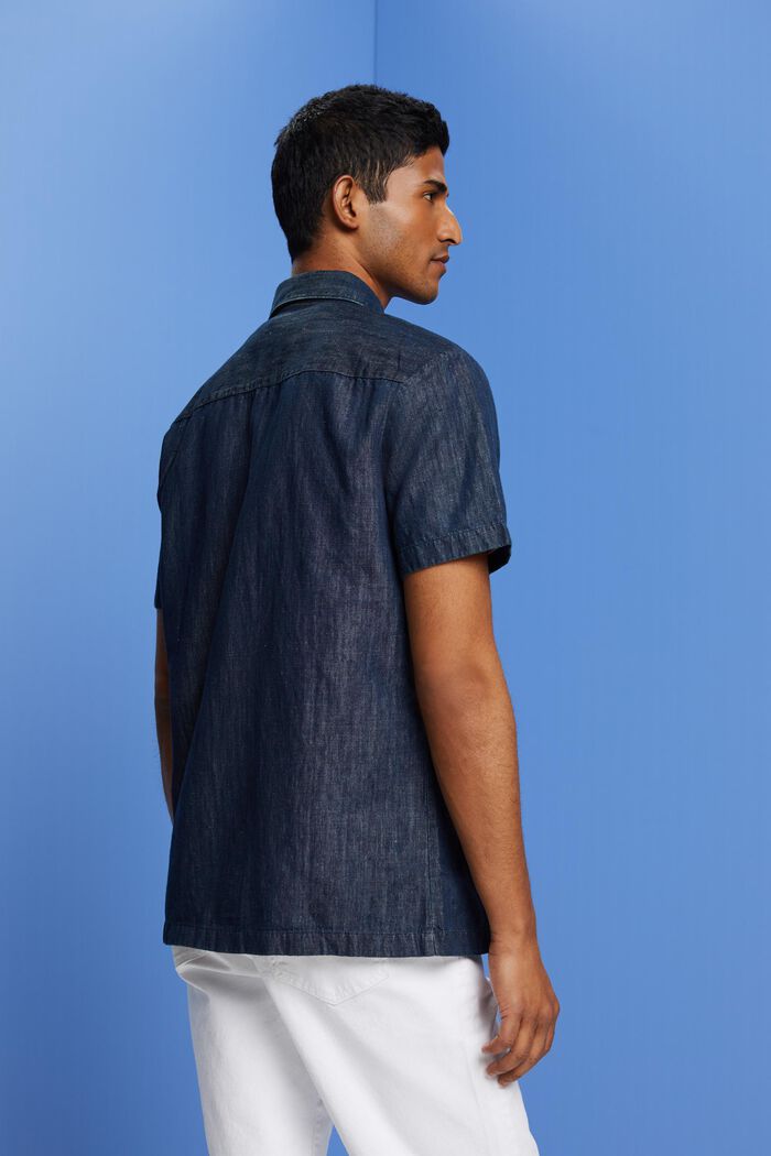 Short sleeve shirt in a jeans-look, BLUE BLACK, detail image number 5